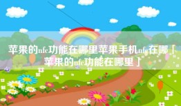 苹果的nfc功能在哪里苹果手机nfc在哪「苹果的nfc功能在哪里」