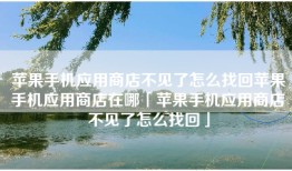 苹果手机应用商店不见了怎么找回苹果手机应用商店在哪「苹果手机应用商店不见了怎么找回」