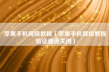 苹果手机降级教程（苹果手机降级教程验证通道关闭）