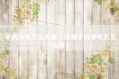 手机来电怎么设置（设置手机来电怎么设置）